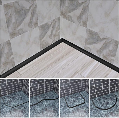 Duzzy 240 Inch Flexible Quarter Round Molding, Peel and Stick Silicone Rubber Trim Suitable for Wall Edge Floor Corner,Staircase Cabinet Edge Black