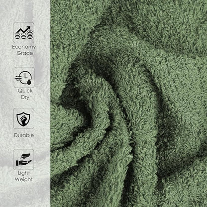 24 Pack Green Hand Towel 100% Cotton Spa Towel – 16x26 inches Highly Absorbable Facial Towels Gym, Hair Towel and Face Towel Bulk Small Towels (Not Bleach Proof)