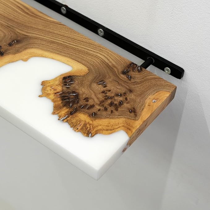 RWA Straight Edge Floating Shelf – Unique Wood Floating Shelf for Wall Decor, Living Room, Bedroom, or Bathroom – Sleek Decorative Wall Shelves for Home & Office (Straight/White, Medium - 16x6)