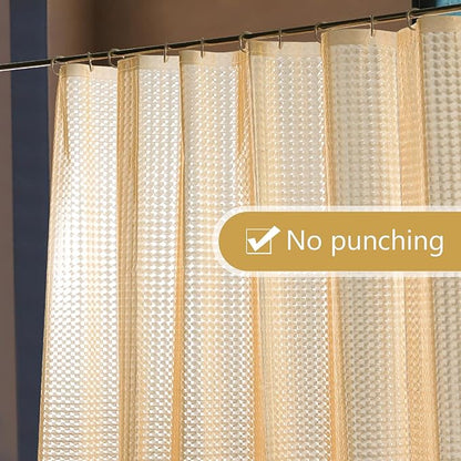 NTBAY EVA Semi-Transparent Clear Shower Curtain with Yellow Checkered, Water-Repellent Liner with 3 Magnets for Bathroom, 72x72 Inches