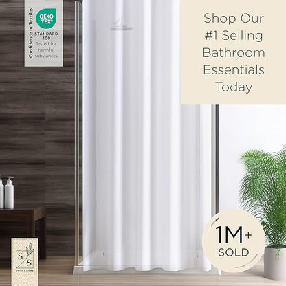 Stitch & Stone Shower Curtain Liner, Premium Medium Weight Durable Waterproof 6g PEVA for Bathroom with Weighted Magnets, Extra Long 54" x 78", Frosty 1 Pack