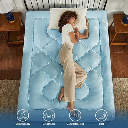 BEDLORE Twin Mattress Topper, Thick Pillow Top Pad for Back Pain Relief, Soft Mattress Cover with Deep Pockets 6-15 inch