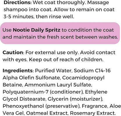 Nootie - Pet Shampoo for Sensitive Skin - Revitalizes Dry Skin & Coat - Natural Ingredients - Gentle Dog Shampoo - Cleans & Conditions