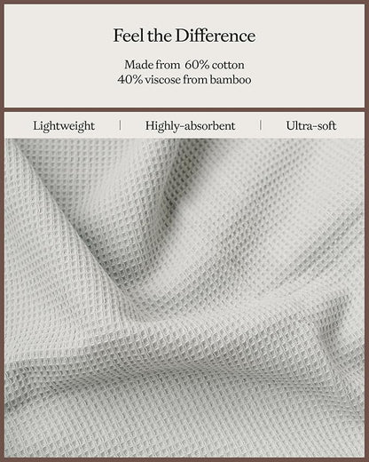 Cozy Earth Waffle Bath Sheets - 60% Cotton 40% Viscose from Bamboo Bath Sheets 40 x 65 Inches - Soft & Absorbent Terry, Reversible Mini Textured Waffle & Weave Pattern - 2 Pack