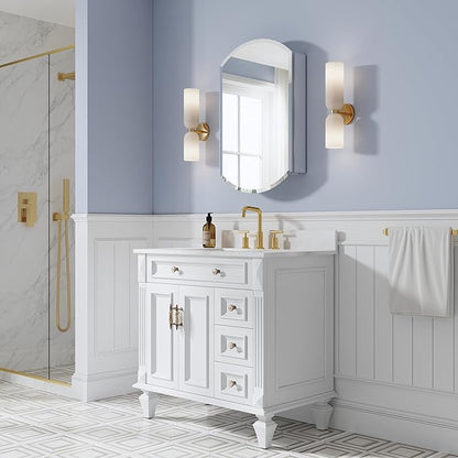 WELLFOR 20" x 32" Bathroom Oval Medicine Cabinet, Beveled Edge Mirror Cabinet, Medicine Cabinet with Adjustable Shelves, Bathroom Cabinet with Reverse Door Installation, Surface or Recessed Mount