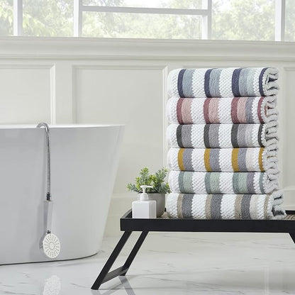 Modern Threads Pax 6-Piece Reversible Yarn Dyed Jacquard Towel Set - Bath Towels, Hand Towels, & Washcloths - Super Absorbent & Quick Dry - 100% Combed Cotton, Rosewood