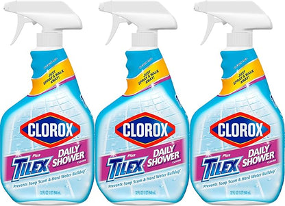 Clorox Plus Tilex Daily Shower Cleaner, 32 Fluid Ounce Spray Bottle, Pack of 3