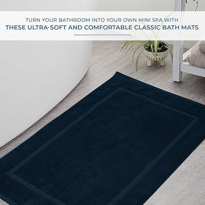 DAN RIVER Classic Cotton Bath Mats Set of 2 – Not a Bathroom Rug, Ultra Soft, Highly Absorbent & Machine Washable Bath Mat Towel for Bathroom Floor Mat – Durable, Quick-Dry, 21x34 Inches, Blue Opal
