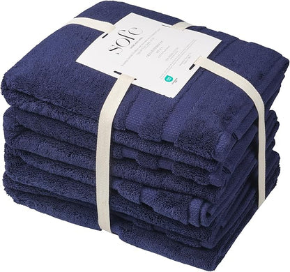 SOFE H&L | Olea Luxury Cotton Turkish Bath Towels Set of 4 Navy Blue | Premium, Soft, Durable, Absorbent | Hotel Quality Plush Towels and Thick Towel Sets