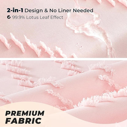 Pink Shower Curtain Boho Shower Curtains for Bathroom Girly Cute Shower Curtain Tufted Chervon Textured Stripes Modern Minimalist Bathroom Decor 72x72