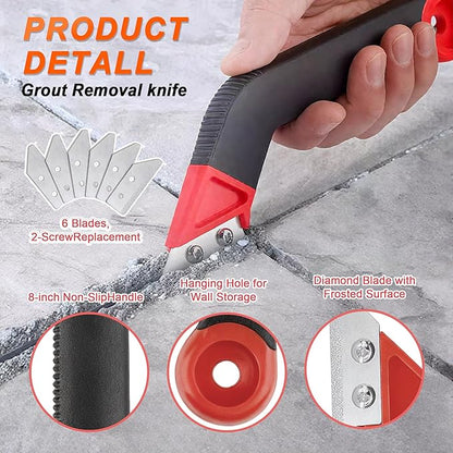 BDS-HOME 23 Pack Grout Removal Tool Kit, 2 Tile Grout Saws with 6 Extra Blades, 2 Hand Grout Saw with 5 Cleaning Sawtooth Blades, Hook Knife, for Bath Shower Floor Tile Grout Cleaning Caulk Remover