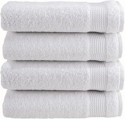 HALLEY Turkish Cotton Towels (Pack of 4) Bath Towels Super Soft Highly Absorbent 100% Cotton Towels for Bathroom and Kitchen for Mother’s Day (White)