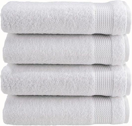 HALLEY Turkish Cotton Towels (Pack of 4) Bath Towels Super Soft Highly Absorbent 100% Cotton Towels for Bathroom and Kitchen for Mother’s Day (White)