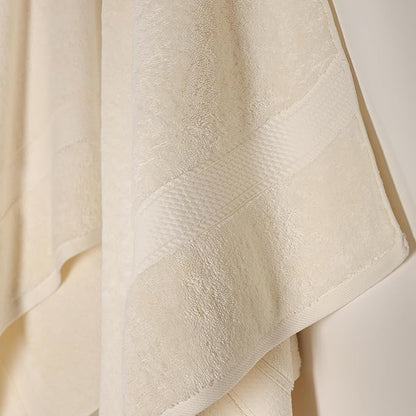 Superior Egyptian Cotton Pile Bath Towel Set of 2, Ultra Soft Luxury Towels, Thick Plush Essentials, Absorbent Heavyweight, Guest Bath, Hotel, Spa, Home Bathroom, Shower Basics, Cream