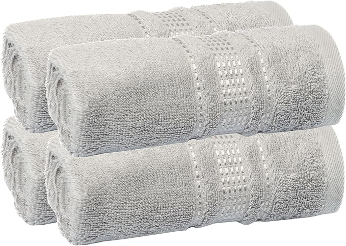 Melissa Linen, Fingertip Towels 4 Pack, 100% Turkish Cotton, Small Hand Towels for Body and Face, 12 x 18 in, Soft and Absorbent, Quick Dry, (Steel Gray Fingertip Hand Towels)