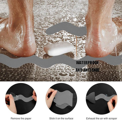 Anti Slip Shower Stickers, Adhesive Decals Safety Strips Scraper for Bath Tub, Shower, Stairs, 24 Pieces (Gray)