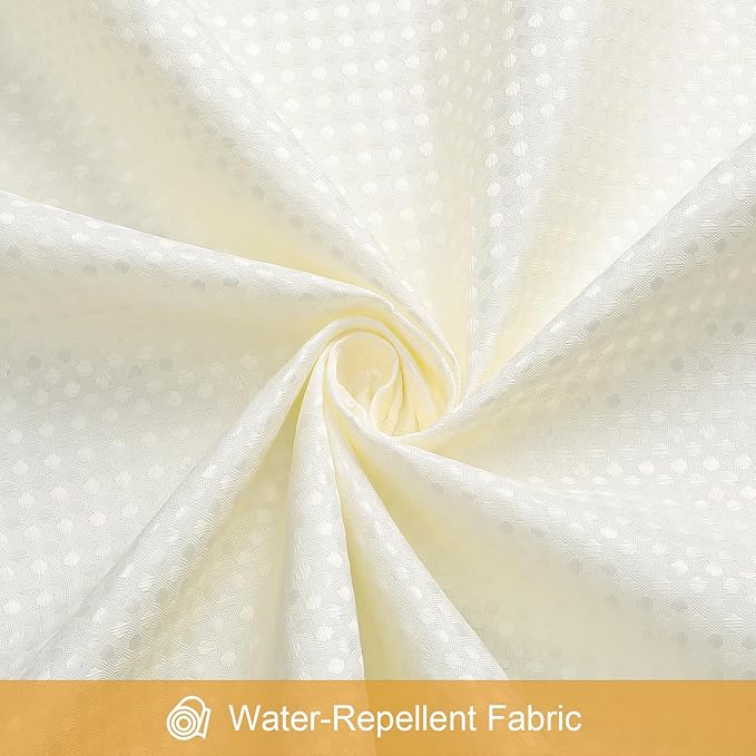 3 in 1 Extra Long Cream Shower Curtain Set-72 W x 84 H, Ivory Waffle and PEVA Liner Set with 12 Stainless Steel Hooks, Waterproof Fabric for Bathroom