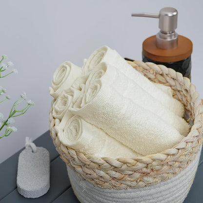 Tens Towels Pack of 60 Washcloths, 12 x 12 Inches, Lighter Weight, Quick to Dry, Super Soft & Absorbent, Gentle Face Towels, Hotel Quality, Perfect for Bathroom, Gym, Spa (Ivory, 60 Pack)