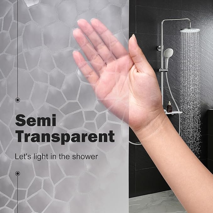 UFRIDAY Clear Shower Curtain Liner 72 x 72 inch,EVA 3D Cube Weighted Plastic Bathroom Shower Curtain Liner with 3 Big Magnets, Thick, Heavy Duty, Transparent.