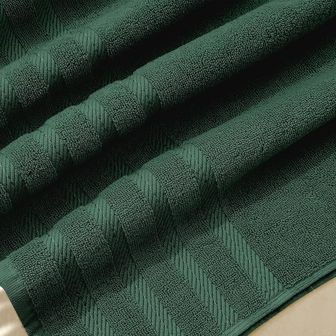 Hearth & Harbor Bath Towels for Bathroom - 100% Ring Spun Cotton Luxury Bathroom Towels - Soft & Highly Absorbent Bath Towels Set, 6 Piece Set, Hunter Green