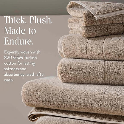 Brooklinen Super-Plush Turkish Cotton Bath Towels - Set of 4 - Cotton, 820 GSM, Highly Absorbent, Machine Washable, Perfect for Home & Bathroom (30" x 58", Driftwood)
