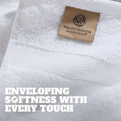 Wealuxe White Washcloths 48 Pack - 600 GSM 100% Ring-Spun Cotton Wash Cloths for Showering, Highly Absorbent and Soft | 12x12 Inches