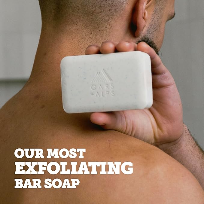 Oars + Alps Eucalyptus Superfoliant Exfoliating Bar Soap for Men, Deep Cleaning & Exfoliating Soap with Jojoba Beads, Made with Clean Ingredients, All Skin Types, Cruelty Free, 3pk, 6oz