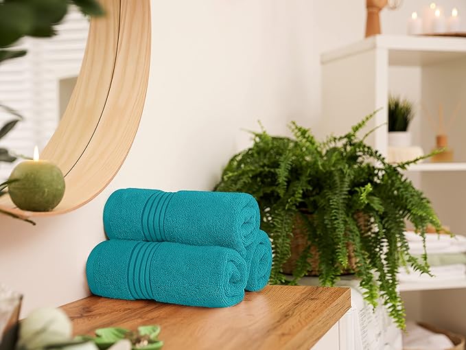 Utopia Towels 6 Piece Premium Hand Towels Set, (16 x 28 inches) 100% Ring Spun Cotton, Lightweight and Highly Absorbent Towels for Bathroom, Travel, Camp, Hotel, and Spa (Turquoise)