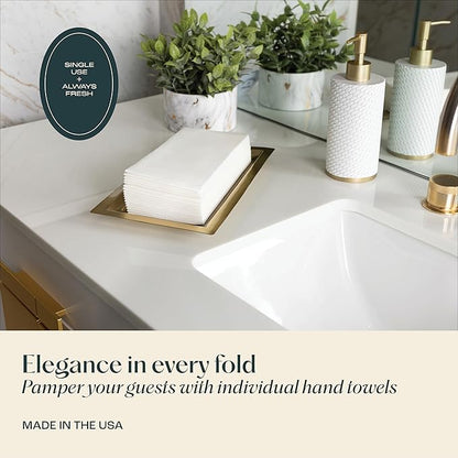 300-pack Servietto Disposable Linen-Feel Guest Towels [8" x 17" ] - Cloth-Like Hand Bathroom Napkins, Made In USA - Soft and Absorbent Paper Napkin for Kitchen, Bathroom, Party, Wedding, Or Event