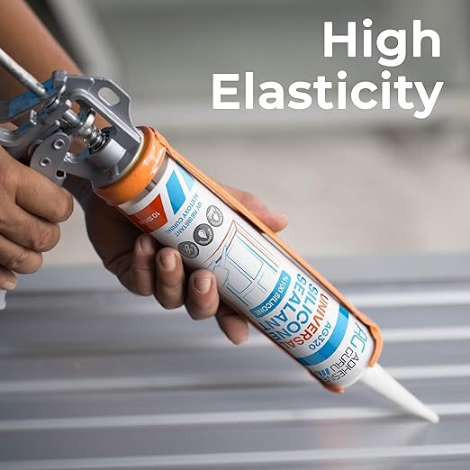 Adhesive Guru Clear Silicone Sealant Waterproof (48 x 10.15 fl.oz.), All Purpose 100% Silicone Caulk, Weatherproof & Flexible Adhesive Sealant for Indoor and Outdoor Use, Transparent - 48 Pack