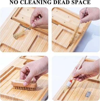 AUTODECO Bathtub Tray, Bamboo Bath Tray for Tub, Expandable Bath Tray with Bamboo Book Stand, Soap Tray, Bathtub & Bathroom Accessories Perfect for Home Spa, Natural Colour