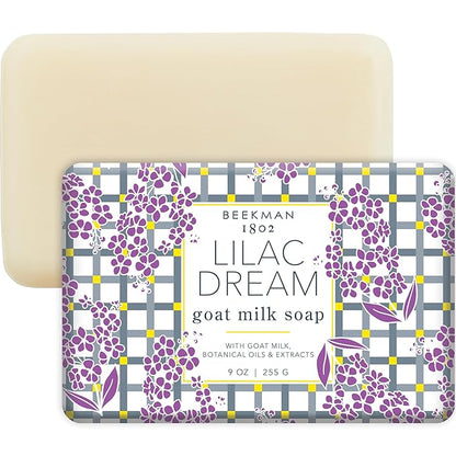Beekman 1802 Lilac Dream Goat Milk Soap - 9 oz - Scented - Cleanses, Nourishes & Hydrates - With 100% Vegetable Base & Botanical Oils - Triple Milled - Good for Sensitive Skin - Cruelty Free