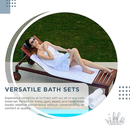 100% Cotton Bath Towel Set of 18-4 Bath Towels, 6 Hand Towels, 8 Wash Cloths, Sustainable, Soft, Highly Absorbent, Combed Cotton 18 Piece Set for Hotels, Spa, Bathroom, Dorm, Blue