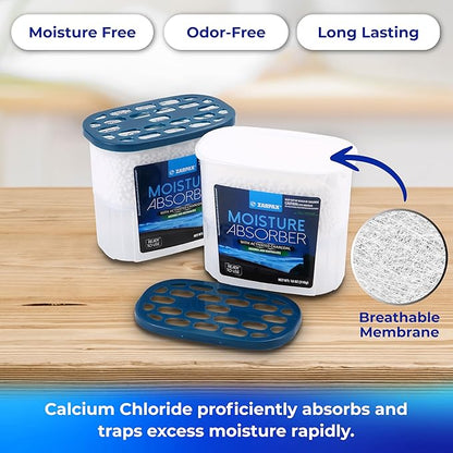 Moisture Absorber Activated Charcoal 18 oz/510g | Removes Moisture, Damp, Humidity & Odors | Odor Absorber | Moisture Trap for Bathroom, Closet, Kitchen & Small Spaces | Set of 4