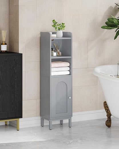 Bathroom Storage Cabinet, Small Corner Floor Cabinet with Door and Shelves, Narrow Toilet Paper Holder, Bathroom Organizer with Adjustable Shelf, for Small Spaces, Gray BC38221GR