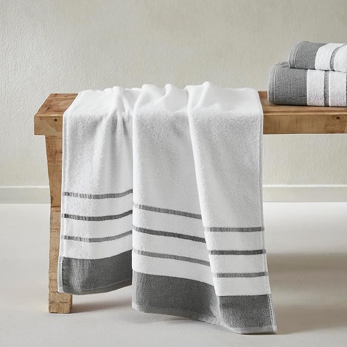 Great Bay Home Decorative Oversized Bath Sheet Set - Luxury Cotton 2 Pack 68x35 Extra Large Towels - Luxurious, Ultra-Soft, Durable Towels for Bathroom Decor (Dark Grey/Light Grey)