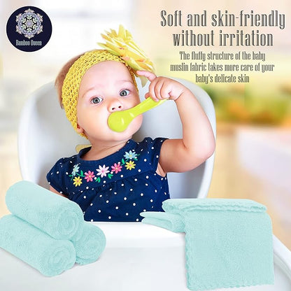 16 Pack Baby Washcloths - Luxury Coral Fleece - Extra Absorbent and Soft Wash Clothes for Newborns, Infants and Toddlers - Suitable for Sensitive Skin and New Born-Baby Shower-Frozen Blue,10x10 Inch