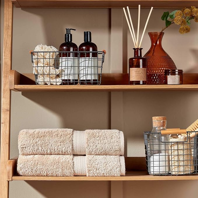 Christy Renaissance 6 Piece Beige Towel Set | 100% Egyptian Cotton | Luxury Bathroom Towels | Soft and Super Absorbent | 675 GSM | 2 Bath Sheet 2 Hand 2 Face | Driftwood