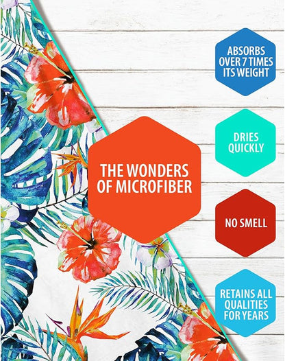 VENTURE 4TH Microfiber Beach Towel: Quick-Dry, Compact, Sand-Free, Absorbent, Sandproof and Lightweight - Perfect for Camping, Beach, and Roadtrips (Tropical Heat Design | 35x78 inches)