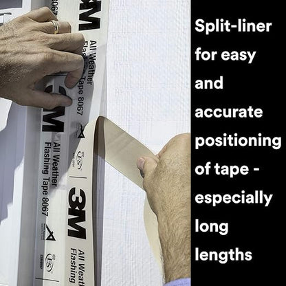 3M All Weather Flashing Tape 8067, 3 in x 75 ft, 1 Roll, Adhesive Backed Split Liner, Waterproof Flashing Seals Doors, Windows, Openings in Wood Frame Construction (Pack of 12)