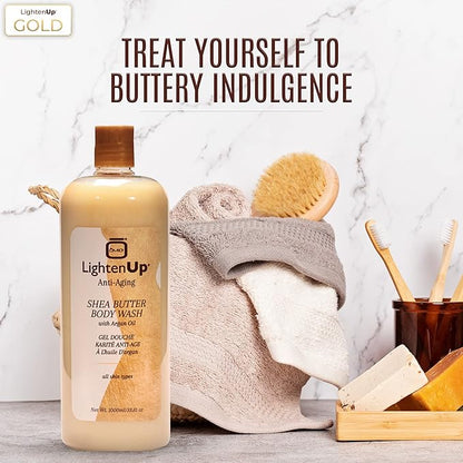 Omic LightenUp Anti-Aging Body Wash - 33.8 fl oz / 1000ml - Formulated to Bright and Soften Skin, with Argan Oil and Shea Butter