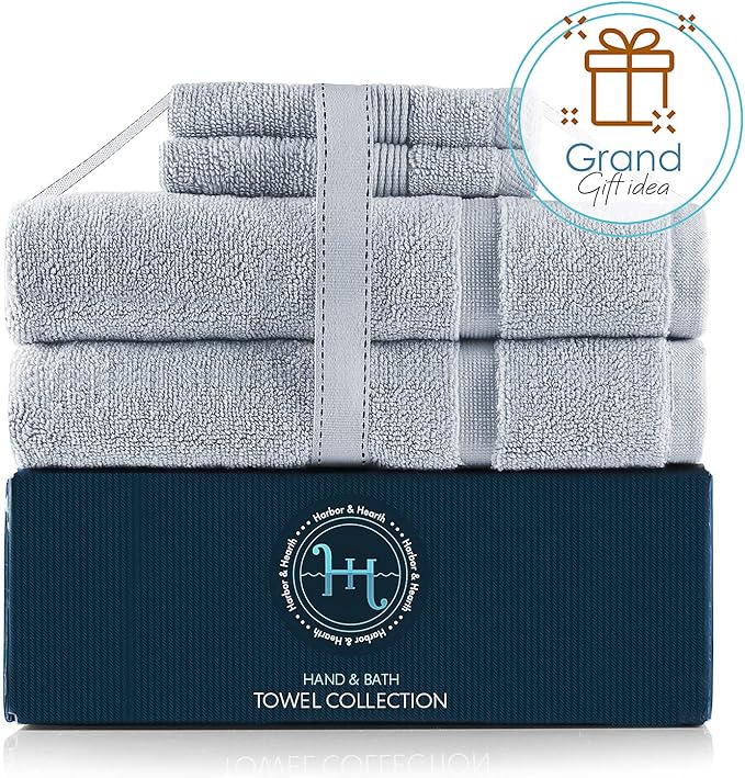 Hearth & Harbor Bath Mat Towels - 100% Ring Spun Cotton Luxury Towels - Ultra Soft & Highly Absorbent, Bathroom Towels, Floor Mat - Ice Blue