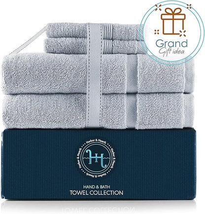Hearth & Harbor Bath Mat Towels - 100% Ring Spun Cotton Luxury Towels - Ultra Soft & Highly Absorbent, Bathroom Towels, Floor Mat - Ice Blue