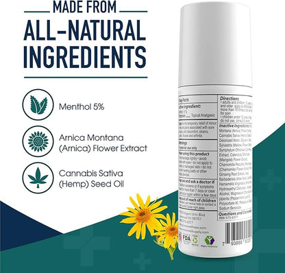 MARS WELLNESS MG+ Cooling Roll on Pain Relief (3 oz) – Fast Acting Arnica Roll on 5% Menthol Magnesium & Arnica – Penetrating Menthol RollOn Topical Pain Relief, Aches, Sore Muscle Pain