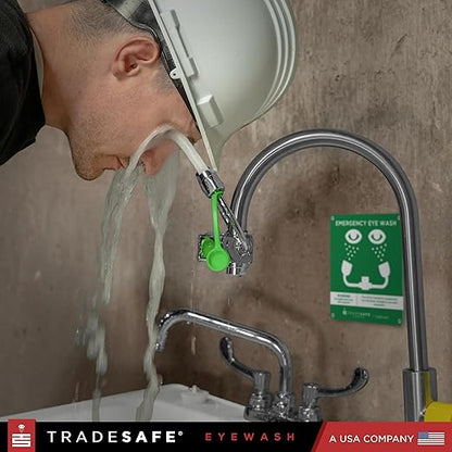 TRADESAFE Faucet Mount Eye Wash Station OSHA Approved - Emergency Eye Wash Station, Eyewash Station with Faucet, Eye Wash Station for Sink Faucet, Eye Wash Sign Included, ANSI Compliant