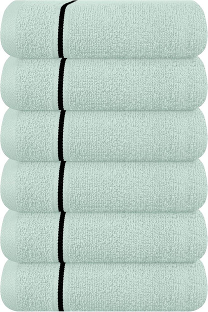MyOwn Ultra Soft Cotton 6 -Piece Hand Towel Set 16x24 Inch, Ideal for use in Bathroom, Kitchen, Gym, Spa & General Cleaning, Compact & Lightweight Multi Purpose Hand Towels - Sea Green