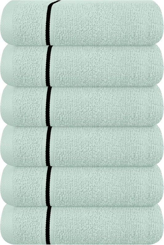 MyOwn Ultra Soft Cotton 6 -Piece Hand Towel Set 16x24 Inch, Ideal for use in Bathroom, Kitchen, Gym, Spa & General Cleaning, Compact & Lightweight Multi Purpose Hand Towels - Sea Green