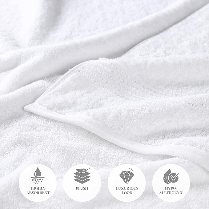 Superior Egyptian Cotton 2-Piece Bath Sheet Towel Set, Oversized Body Towels for Adults and Kids, Large Towel for Bath, Shower, Guest Bathroom, Spa, Gym, Resort, Essentials, Airbnb, White