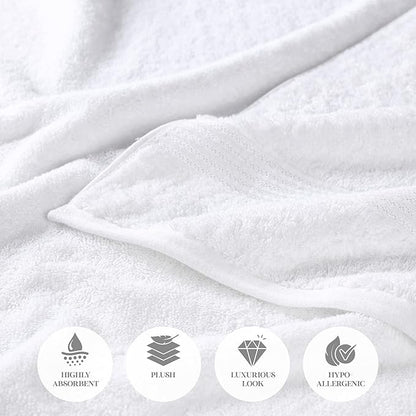 Superior Egyptian Cotton 12-Piece Towel Set, Assorted Towels for Home Bathroom, Guest Bath Decor Essentials, Includes 4 Bath, 4 Hand, 4 Face Towels/Washcloths, Quick Dry, Absorbent - White
