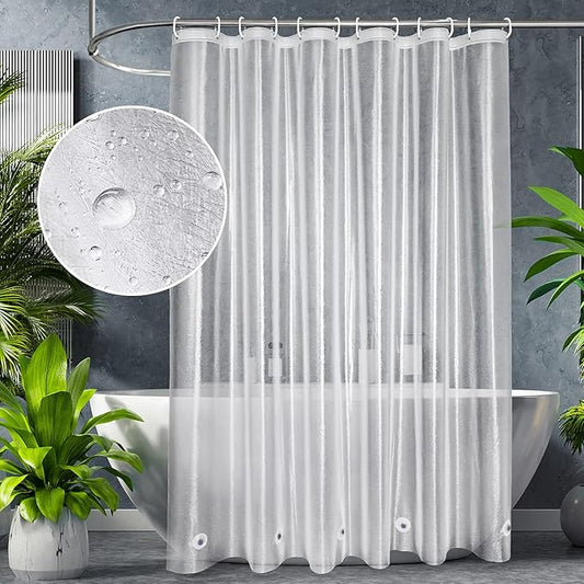 UFRIDAY 72 x 78 inch Long Shower Curtain Liner, EVA Heavy Duty Waterproof Shower Curtain Liner with 5 Magnets for Bathroom, Semi-Transparent,Hotel, Bathtub, 72 x 78 Inches - Frosted